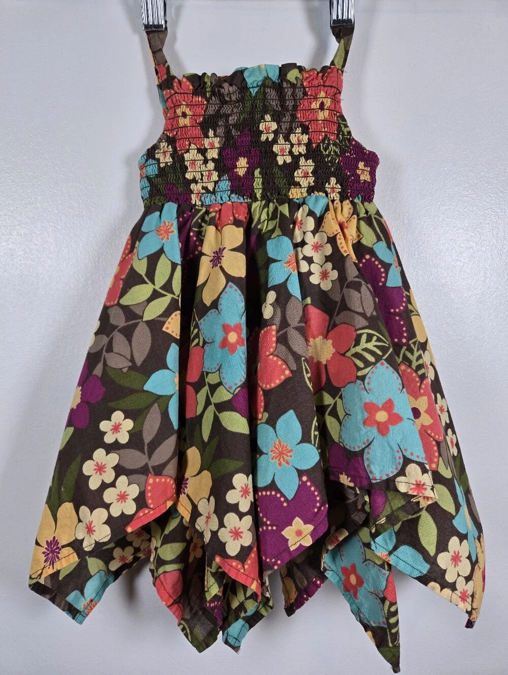 Gymboree 2009 Jungle Gem Floral Smocked Hankerchief Hem Dress Infant 6-12 Month